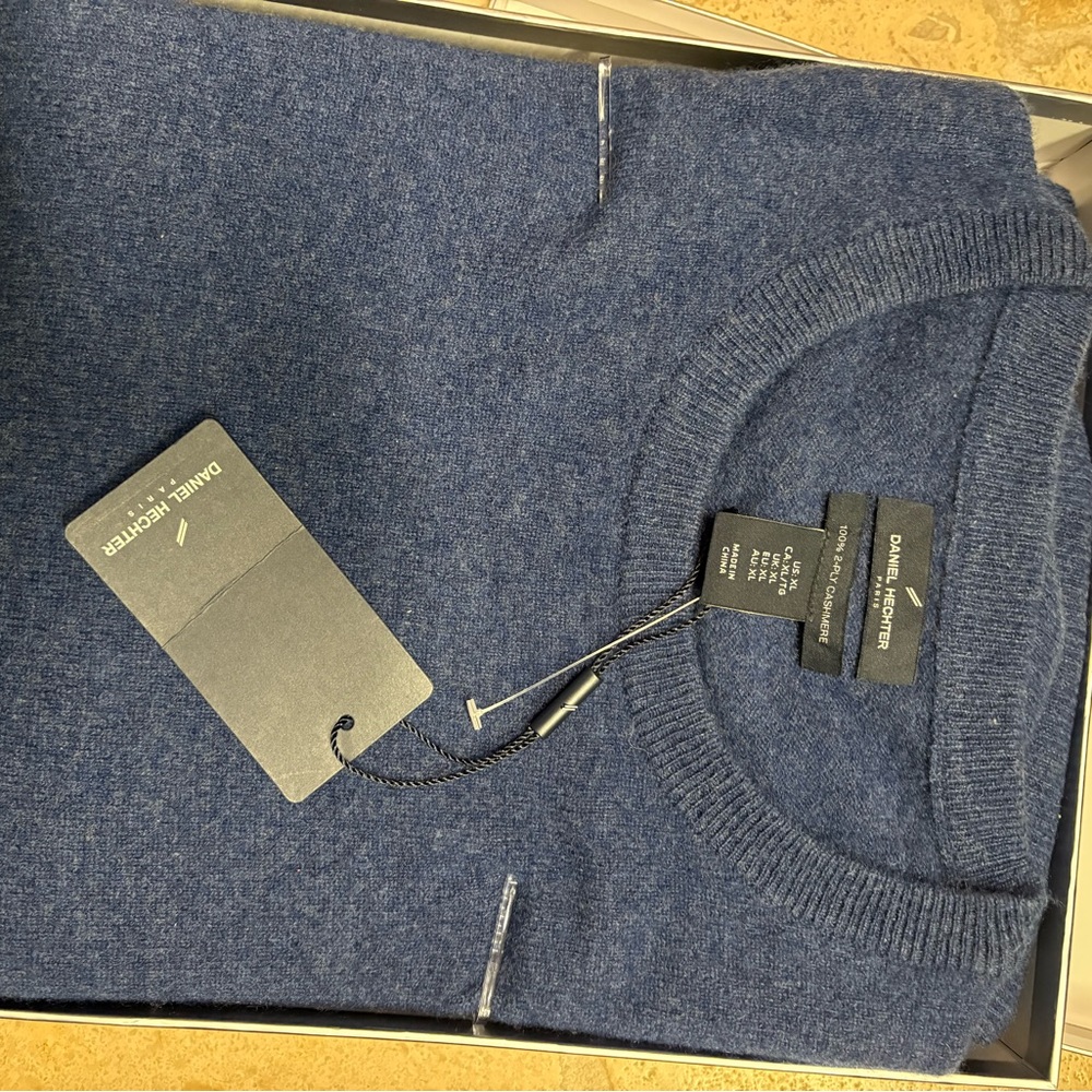 Daniel Hechter Men's Blue Crewneck cashmere Sweater
